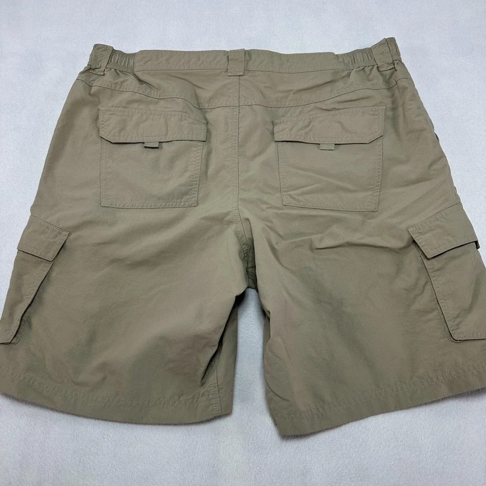 L.L. Bean Cargo Shorts Mens XL Beige‎ Nylon Elastic Waist Quick Dry Outdoor Prep